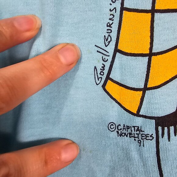 Vintage '91 Anvil "I'm Allergic To Mornings" Cat Graphic T-Shirt OS Sleep Shirt - Picture 6 of 9